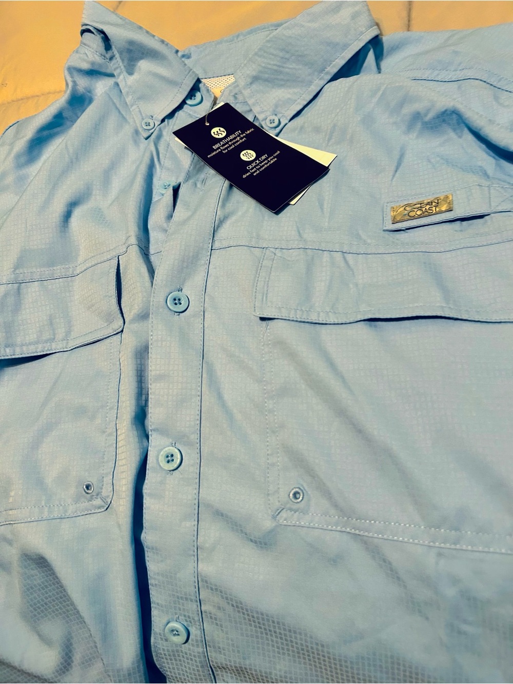 Ocean Coast Men’s Light Blue Casual Button-Down Shirt